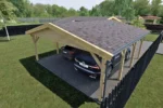 SAUSMEDIS medinė stoginė automobiliams, vaizdas iš viršaus